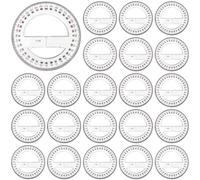 24 goniometri a 360 gradi, goniometro trasparente per classe, materiale rotondo in plastica, facili da leggere, per progetti di matematica e design, ideali