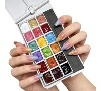 24-Grid Rotating Solid High Saturation Gradient Blush Nail Transfer Pat Pat Gel Set - UV Nail Gel 2.4ml X24 Colors Box Kit - Multi Color Ñail Art DIY Salon Use