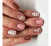 24 Grids A Strisce Premere Unghie Short Square False Flowers Acrilico Glossy Copertini Completi Accendi