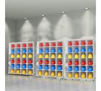 24 Griglie Antiscivolo Hard Hat Display Scaffale, Grande capacità cap Organizer Stand con Ruote Bloccabili, Titolare Commerciale di Stoccaggio del Cappello per Le Fabbriche