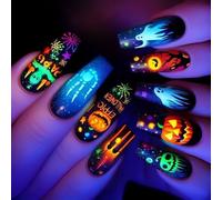24 Halloween Press-On Nails Design Pumpkin Easy Application Adesions Per Feste In Costume Facile Applicare Un Chiodo Halloween