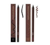 24 HR Waterproof Eyeliner Duo Sharpenable Eye Pencil, No Smudging, Fading, 2 in 1 Eye Liner and Eyebrow Pencil, Smooth and Easy to Color (Black + Stone)