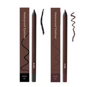 24 HR Waterproof Eyeliner Duo Sharpenable Eye Pencil, No Smudging, Fading, 2 in 1 Eye Liner and Eyebrow Pencil, Smooth and Easy to Color (Black + Plum)