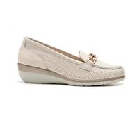 24 HRS - Mocassino da Donna 24 HRS in Pelle con zeppa 4 cm - Scarpa comoda Modello 26711 Lino - Pelle, Naurale Lino, 40 EU