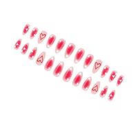 24 in ABS lucido che preme sulle unghie Lunghezza media Gocce d'acqua Forma Arrossisce Cuori con accenti stellati dorati Occhi gatto Unghie fiammeggianti