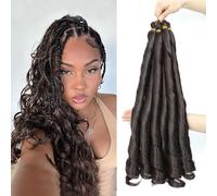 24 Inch French Curly Braiding Hair for Box Braids,150g/Pack,Soft Loose Wave Braiding Hair Prestretched Synthetic French Curly Hair Extensions for Women (4#, 6pack)