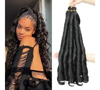 24 Inch French Curly Braiding Hair for Box Braids,150g/Pack,Soft Loose Wave Braiding Hair Prestretched Synthetic French Curly Hair Extensions for Women (1B, 6pack)