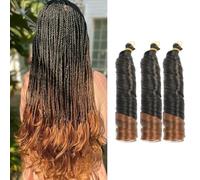 24 Inch French Curly Braiding Hair for Box Braids,150g/Pack,Soft Loose Wave Braiding Hair Prestretched Synthetic French Curly Hair Extensions for Women (1B/30#, 3pack)