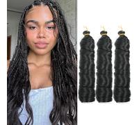 24 Inch French Curly Braiding Hair for Box Braids,150g/Pack,Soft Loose Wave Braiding Hair Prestretched Synthetic French Curly Hair Extensions for Women (1B, 3pack)
