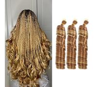 24 Inch French Curly Braiding Hair for Box Braids,150g/Pack,Soft Loose Wave Braiding Hair Prestretched Synthetic French Curly Hair Extensions for Women (P30/27, 3pack)