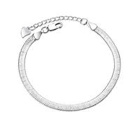 24 JOYAS Bracciale regolabile con catena a serpente piatta e cuore di 17,5 + 3,5 centimetri di regolazione, bellissimo regalo romantico per donna