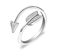 24 JOYAS Freccia dell'amore Cupido regolabile con zirconi puri 5A - Anello romantico da donna, Metalli non preziosi, Zirconia cubica