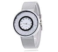 24 JOYAS Orologio da donna alla moda brillante al quarzo con bracciale in acciaio inossidabile, argento, Bracciale