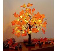 24 Lights Maple Tree, Thanksgiving Decoration Maple Table Tree, Timer Battery Powered Autumn Decorative Lights for Indoor Outdoor Holiday Autumn Harve