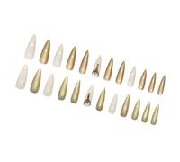 24 Lunghi Chiodi Falsi Lunghi Glitter Attaccano Copertine Complete Rinestones Sugli Accessorie D'arte Mandorle Specchio Chiodo Mandorle Lucido