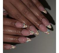 24 Mandorle Unghie Coperture Complete LAGLITTI ACRILICA Punta Francese Con