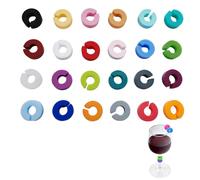 24 marcatori in vetro, in silicone, marcatore per vetro, bicchieri da vino, bicchieri da cocktail, bicchieri da bere, Regular, Silicone, Nessuna pietra preziosa