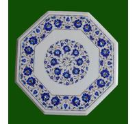 24 " Marmo Caffè Table Top Lapis Lazuli Inserto Artigianato Work Per Casa Decor