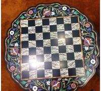 24 " Marmo Scacchi Gioco Table Top Pietra Dura Multi Sassi Inserto Arte Lavoro