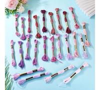 24 matasse di filo per ricamo e filo interdentale, 1mm, per braccialetti dell'amicizia, 6 fili in poliestere, kit per punto croce, forniture, 24 colori, 8,05 metri/matassa