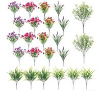 24 mazzi di fiori finti per giardini e case, con stili floreali misti con eucalipto e lavanda, per decorazioni tutto l'anno