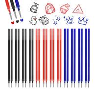 24 mine cancellabili compatibili con Legami punta 0,7 mm, altezza 13 cm, blu, nero, rosso, mina in gel cancellabile, ricariche per penne cancellabili Legami