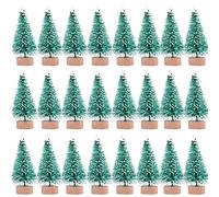 24 mini alberi artificiali di sisal di Natale con base in legno, pennelli per bottiglie e alberi in plastica, per feste di Natale, decorazioni per la casa (verde)