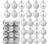 24 mini ornamenti argentati per mini albero di Natale, piccole palline infrangibili per albero di Natale, decorazioni per feste, 3 cm