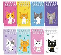 24 Mini Quaderni con Animali di Gatto Taccuini Tascabili a Spirale Piccoli Carini Notebook Bomboniere per Appunti Bambini Festa di Compleanno Aula Ufficio Scuola (Stile Cartone Animato)