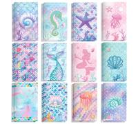 24 mini taccuini tascabili a forma di sirena con animali dell'oceano, color pastello, conchiglie subacquee, cavalluccio marino meduse, piccoli quaderni vuoti con squame di sirena, mini quaderni per