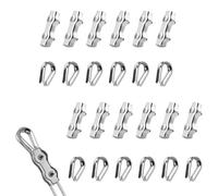 24 morsetti per fune metallica M2, in acciaio inox 304, con 12 morsetti per fune metallica da 2 mm e 12 cavi metallici, 2 mm, morsetti duplex per fune metallica fissate