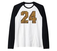 24 Numero Leopard Twenty-Four Team Sports Varsity Matching Maglia con Maniche Raglan
