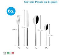 [24 o 48 Pz] Servizio Set Posate 6 Persone / 12 Persone in Acciaio Inox