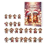 24 Ornamenti Scimmia Acrilico Per Calendario 'Avvento - Decorazione Natale 2025 Con Figure Scimmie Cartoon 2D Per Decorazione Casa, Albero E Auto, Regalo Festivo Creativo E Divertente