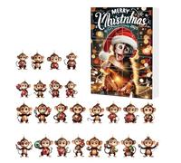 24 Ornamenti Scimmia Acrilico Per Calendario 'Avvento - Decorazione Natale 2025 Con Figure Scimmie Cartoon 2D Per Decorazione Casa, Albero E Auto, Regalo Festivo Creativo E Divertente