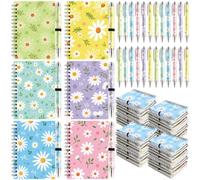 24 Pack A6 Daisy Spiral Notebooks Journal with Ballpoint Pens Cute Flower Hardcover Ruled Daisy Notebooks for School Office Prize Home Christmas Women Gifts Journals Supplies 5. 67 x 4.09 In 90 Pages