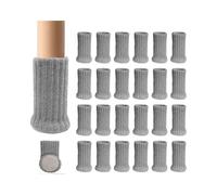 24-Pack Chair Leg Socks High Resilient Floor Protector Non-Slip Chair Leg Socks Socks Fits 1" to 2" Diameter, Knit Furniture Pads (Grey)