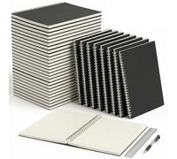 24 Packs Lined A5 Spiral Notebook, 8.3 x 5.5 In, Journals Bulk 120 Pages/60Sheets, Hardcover Spiral A5 Notebook Journal, Kraft Travel Notebooks Bulk for Work School Business Office (24, Black)