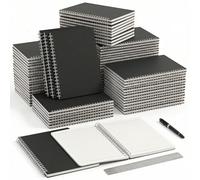 24 Packs Lined A5 Spiral Notebook, 8.3 x 5.5 In, Journals Bulk 120 Pages/60Sheets, Hardcover Spiral A5 Notebook Journal, Kraft Travel Notebooks Bulk for Work School Business Office (48, Black)