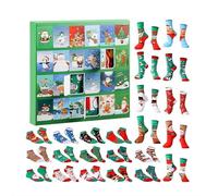 24 paia di calzini natalizi con calendario dell'avvento 2025, unisex, per uomo e donna, conto alla rovescia per 24 giorni, divertenti calzini a metà polpaccio a tema natalizio fino al 2025, regalo per