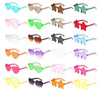 24 Paia Occhiali Da Sole a Cuore,Occhiali Da Sole Senza Montatura Cuore/Stella