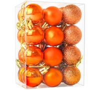 24 palline di Natale da 30 mm, mini palline da appendere per albero di Natale, Halloween, feste del Ringraziamento, arancioni