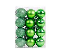 24 palline di Natale infrangibili da 3 cm, confezionate in un barile di plastica infrangibile, per albero di Natale, per piccoli alberi di Natale, matrimoni, compleanni, colore verde