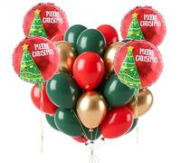 24 palloncini per feste di Natale, palloncini in lattice da 30,5 cm con Babbo Natale, pupazzo di neve, albero di Natale, cene e feste di Capodanno