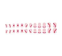 24 PC Consigli Francesi Le Unghie San Valentino False Nails Chiodi Artificiali Cuore Breve Pressa Quadrata Sulle Unghie