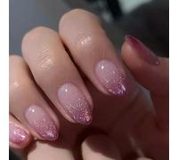 24 Pc Gradienti A Colori A Forma Carne Forma Mandorle Premere Unghie Luccicanti Scintillanti Unghie In Falda Per Amante Della Easy Manicure Fai -da -te