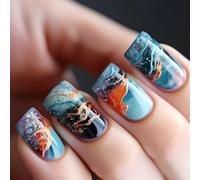 24 Pc Prés Stick Su Chiodi Laureati Artificiale Forma Quadrata False Pressa Riutilizzabile Per Donna