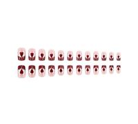24 Pc San Valentino Press Su Unghie Cuore Artificiale Pizzo Francese Falso Square Stick ON ON ON