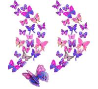 24 Pcs Adesivo da Parete Farfalla, 3D Farfalle Decorative Magnetico, Farfallas Staccabile Ottimo per Decorazioni Doppio strato