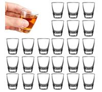 24 PCS Bicchierini da Liquore, Bicchieri da Shot da 35 ml, Tumbler in Vetro Temperato, Bicchiere per Bere Direttamente, Bicchieri da Vino Piccoli in Vetro Dal Fondo Spesso per Feste, per Grappa